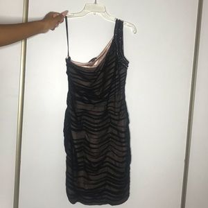 Black and Blush Bondage Ruffle Dress